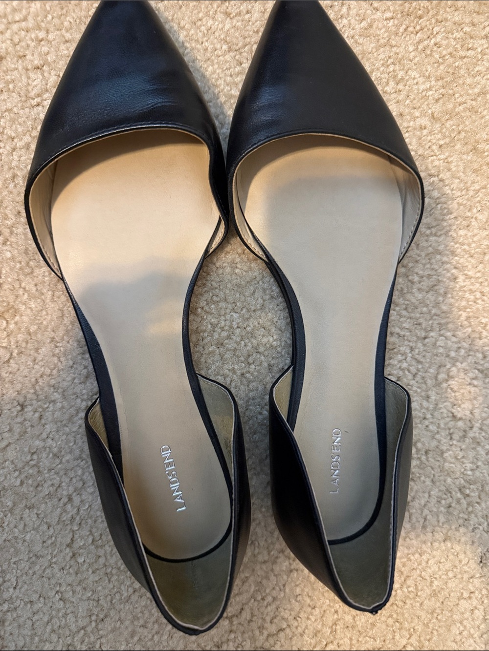 Lands' End Black Pointed D'Orsay Flats